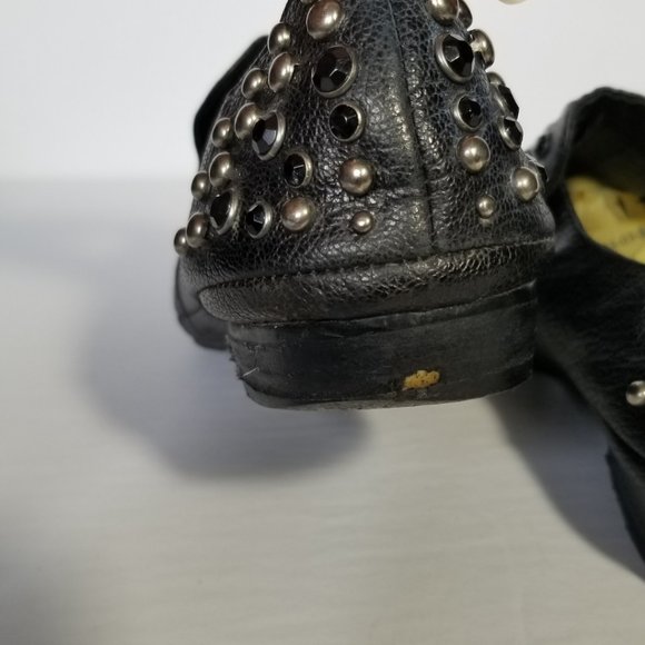Miss Sixty Black Leather Studded Slip On Loafers - Picture 7 of 11